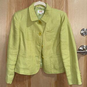 Talbots Green Linen Women's Blazer Jacket Size Petite 6